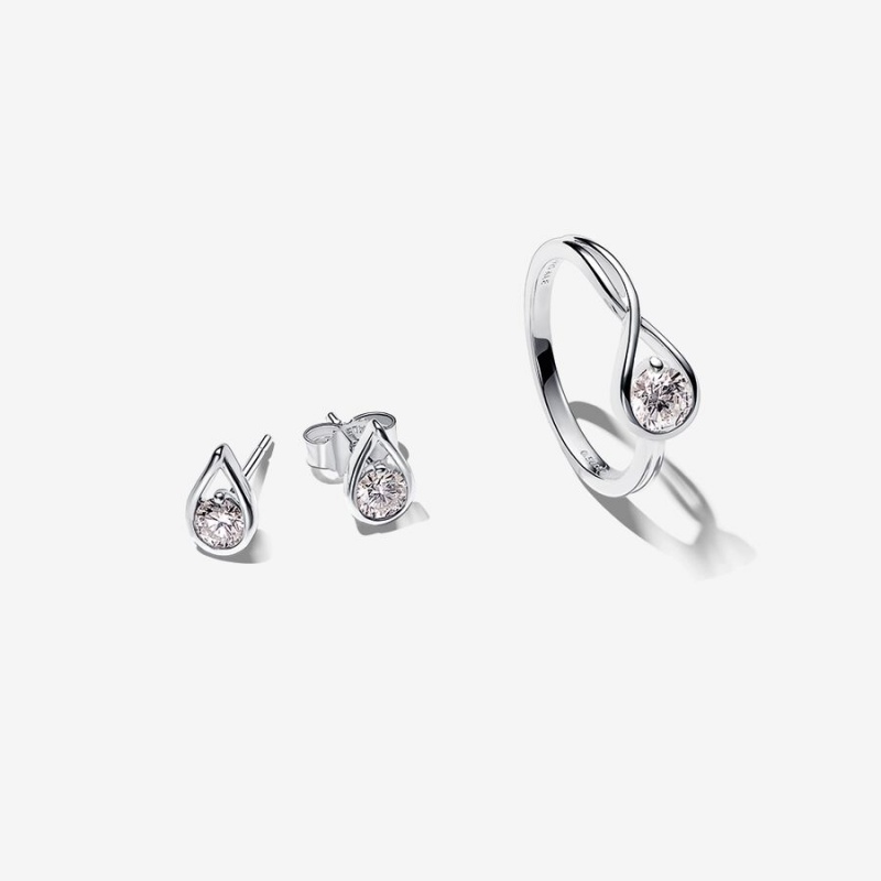 Pandora Lab-created Diamond Styled Sets Sterling Silver | 6850-DSVWH