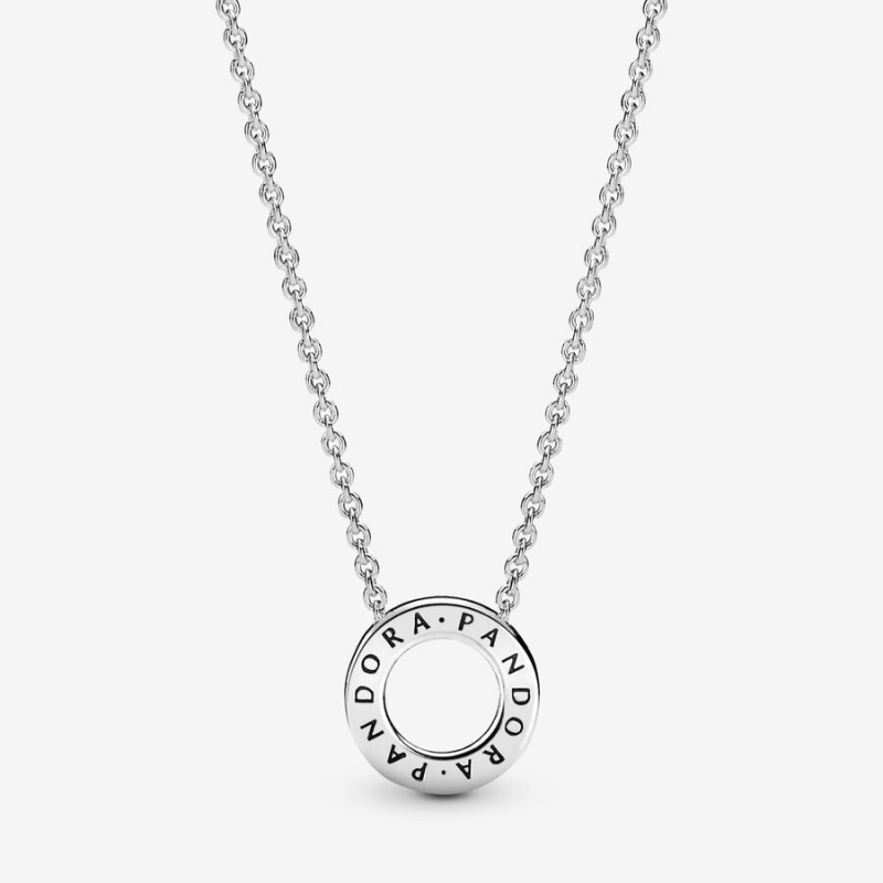 Pandora Logo Pavé Circle Collier Chain Necklaces Sterling Silver | 1567-OTJVN