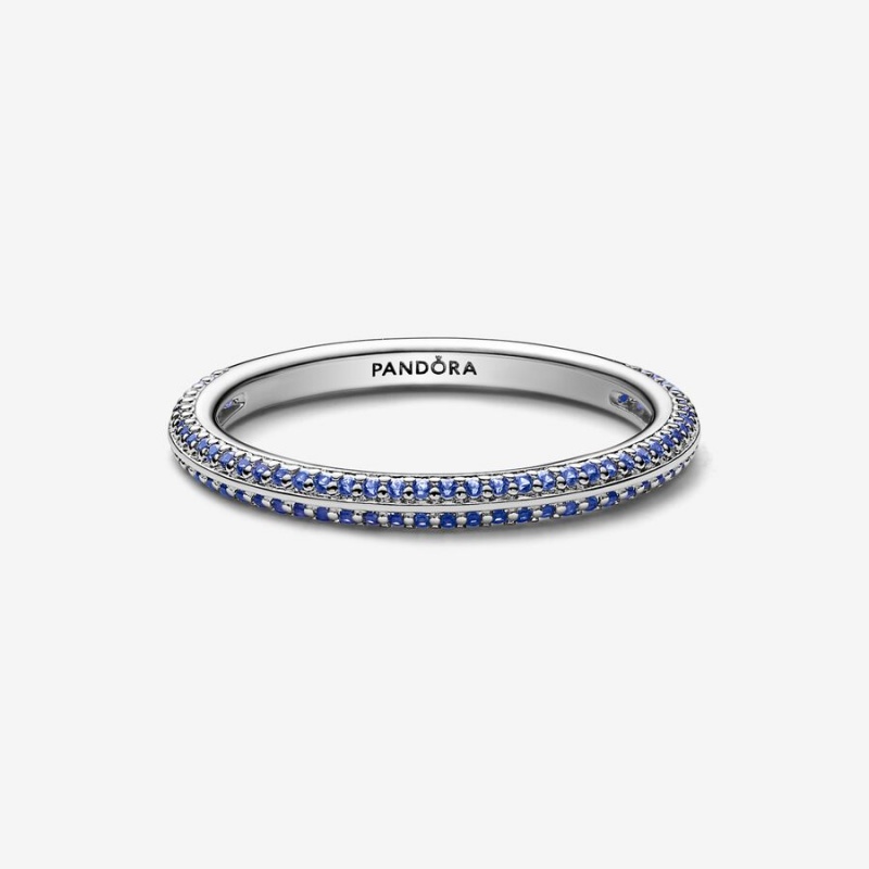 Pandora ME Blue Pavé Band Rings Sterling Silver | 3921-BDJFC