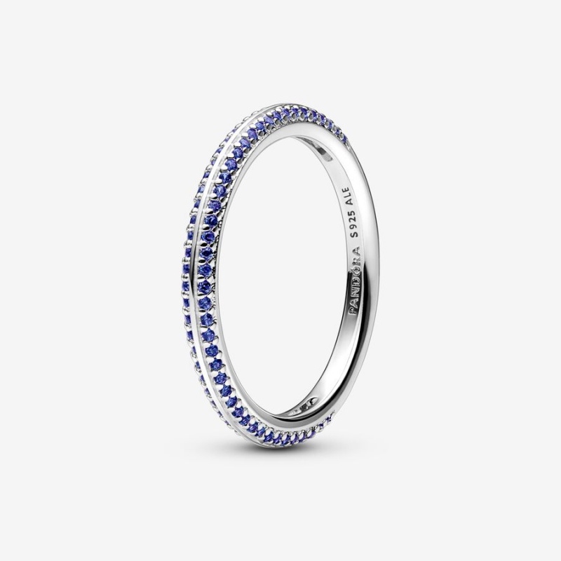 Pandora ME Blue Pavé Band Rings Sterling Silver | 3921-BDJFC