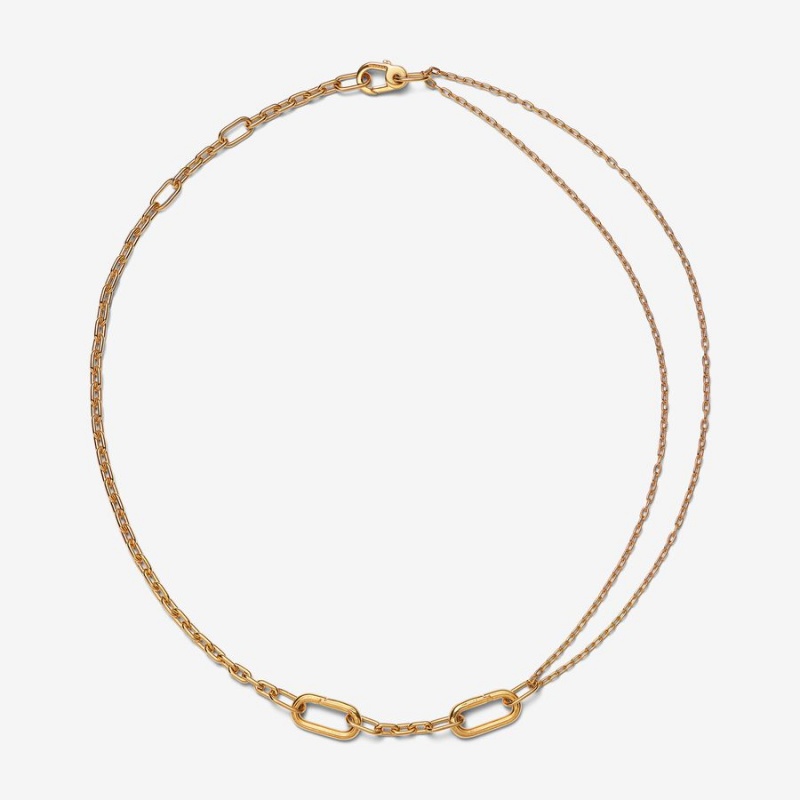 Pandora ME Double Link Chain Necklaces Gold Plated | 2951-BXUIA