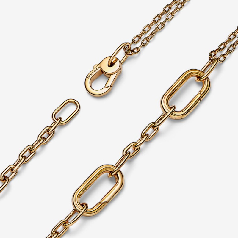 Pandora ME Double Link Chain Necklaces Gold Plated | 2951-BXUIA