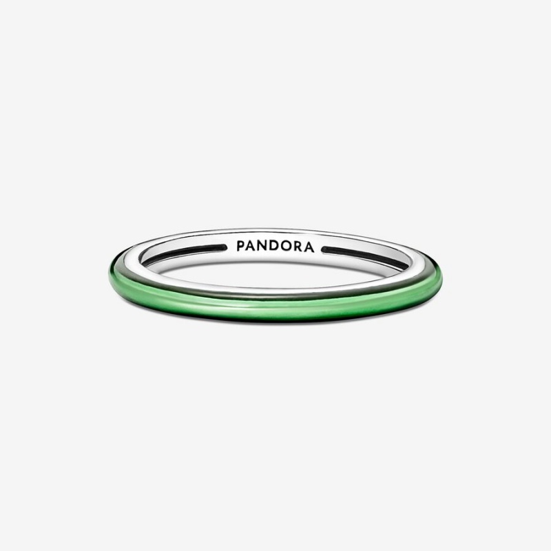 Pandora ME Laser Green Stackable Rings Sterling Silver | 7091-SWEGU