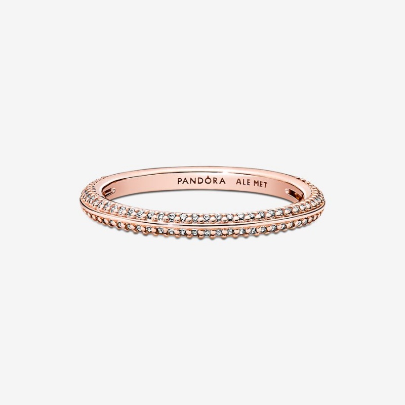 Pandora ME Pavé Band Rings Rose Gold Plated | 1832-TWPEC