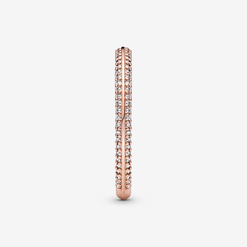 Pandora ME Pavé Band Rings Rose Gold Plated | 1832-TWPEC