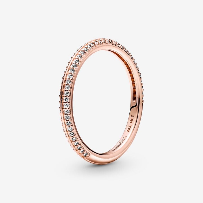 Pandora ME Pavé Band Rings Rose Gold Plated | 1832-TWPEC