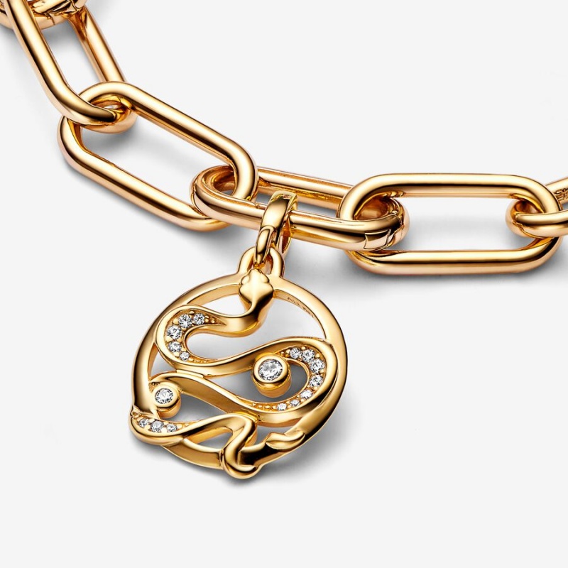 Pandora ME Pavé Snake Medallion Pendants Gold Plated | 7320-SAXKF