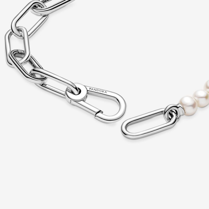 Pandora ME Treated Freshwater Cultured Pearl Link Bracelets Sterling Silver | 0371-ONBIndonesia