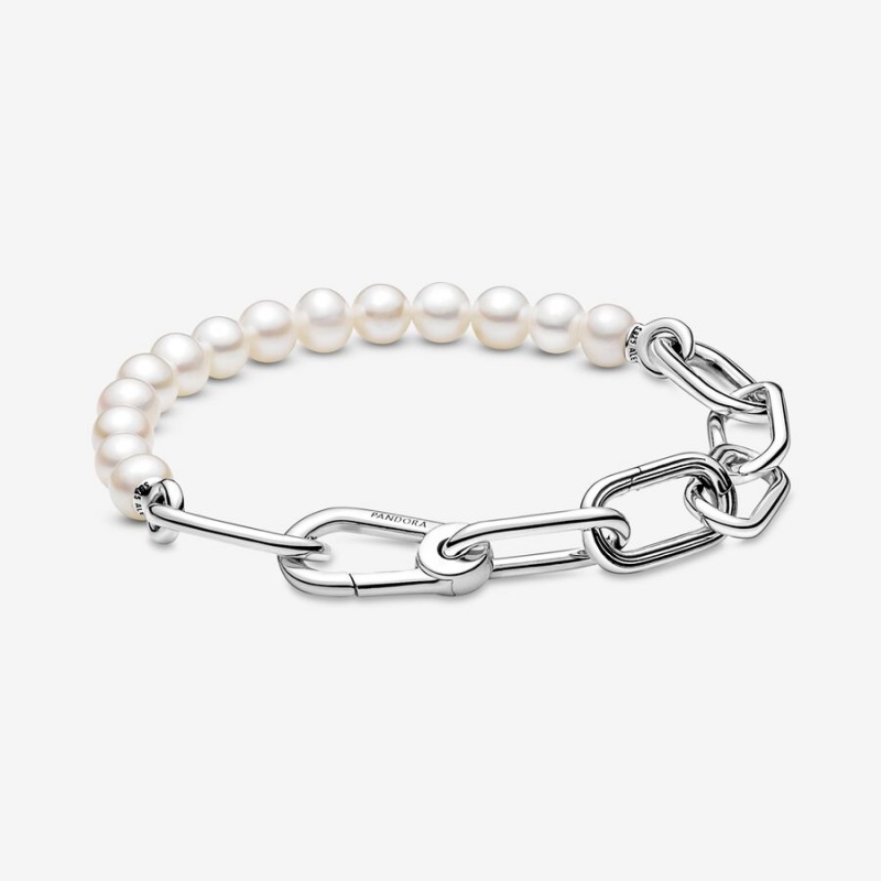 Pandora ME Treated Freshwater Cultured Pearl Link Bracelets Sterling Silver | 0371-ONBIndonesia