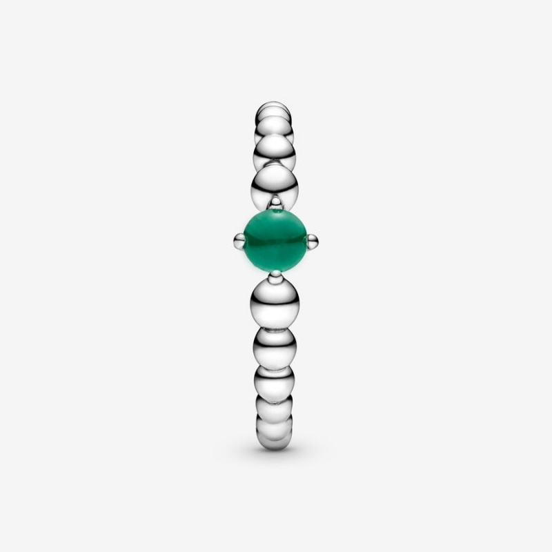 Pandora May Rainforest Green Beaded Birthstone Rings Sterling Silver | 7029-DRAUI