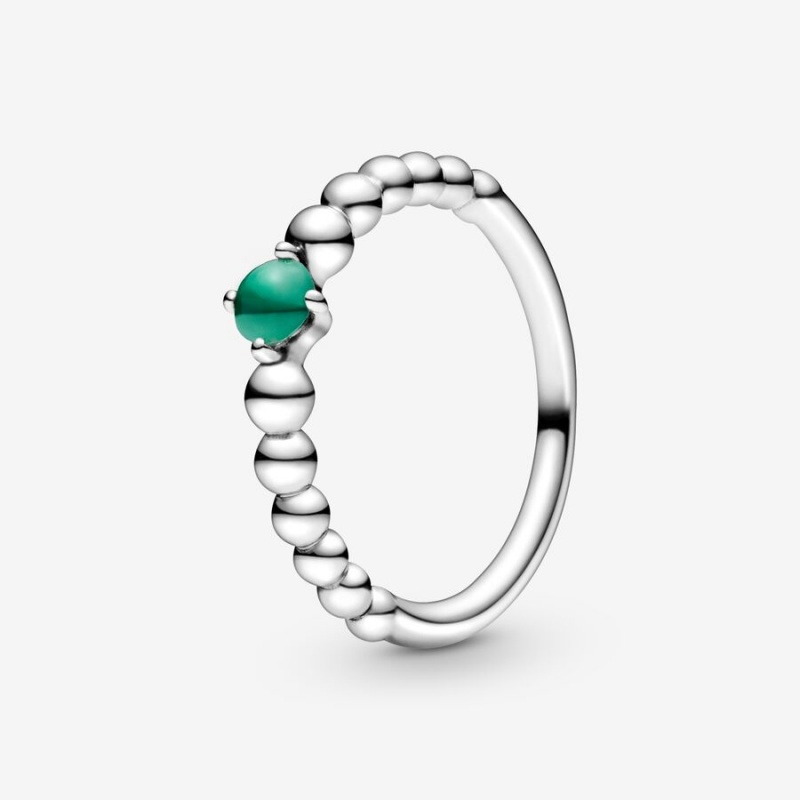 Pandora May Rainforest Green Beaded Birthstone Rings Sterling Silver | 7029-DRAUI