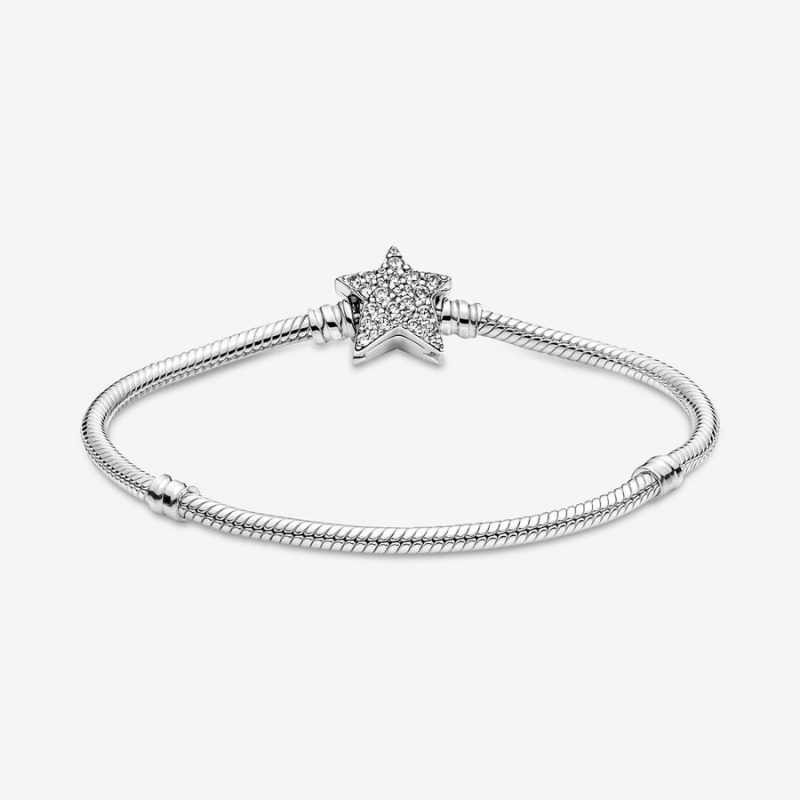 Pandora Moments Asymmetric Star Clasp Snake Charm Bracelets Sterling Silver | 0652-URCXJ