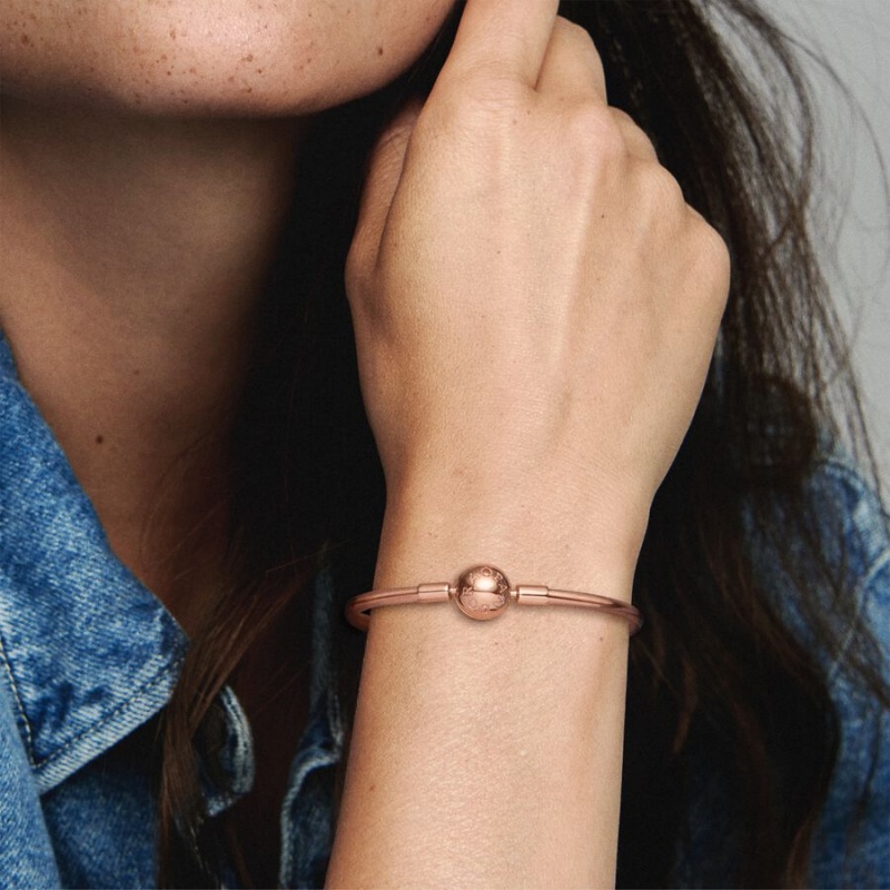 Pandora Moments Bangle Bangles Rose Gold Plated | 6024-NXZLM