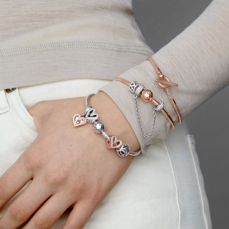 Pandora Moments Bangle Bangles Rose Gold Plated | 6024-NXZLM