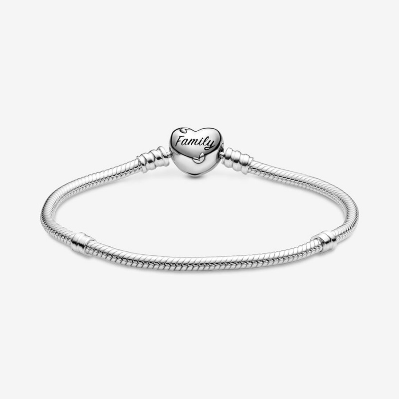 Pandora Moments Family Tree Heart Clasp Snake Charm Holders Sterling Silver | 0397-AVGWH