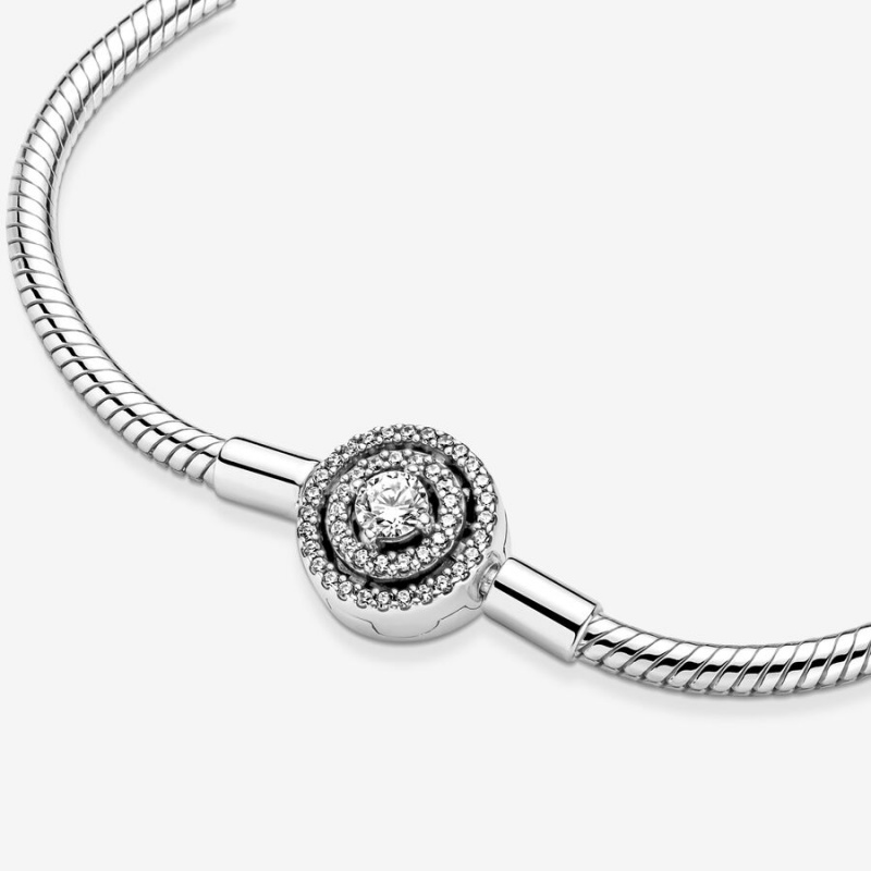 Pandora Moments Halo Snake Charm Bracelets Sterling Silver | 3824-IWLVD