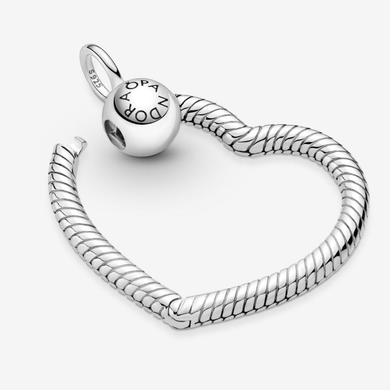 Pandora Moments Heart Charm Holders Sterling Silver | 9084-AUCTK