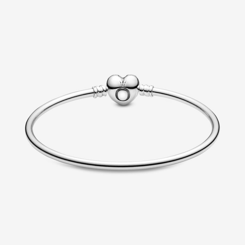 Pandora Moments Heart Clasp Bangle Charm Holders Sterling Silver | 7086-CLKPT