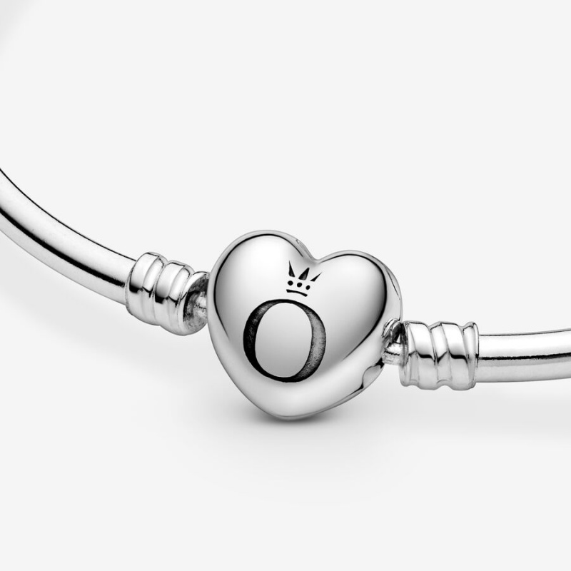 Pandora Moments Heart Clasp Bangle Charm Holders Sterling Silver | 7086-CLKPT