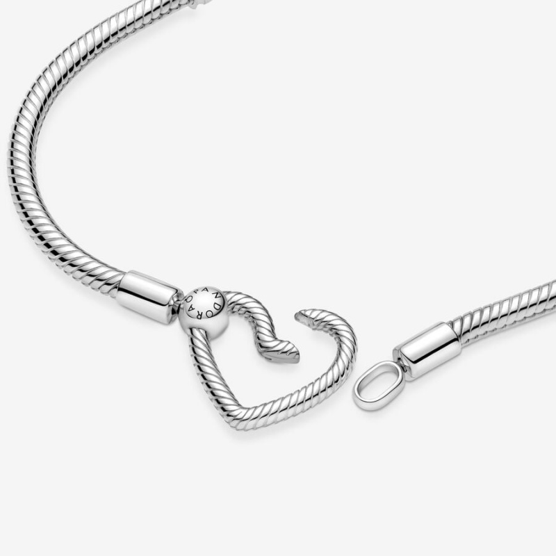 Pandora Moments Heart Closure Snake Charm Holders Sterling Silver | 3140-SFOTV