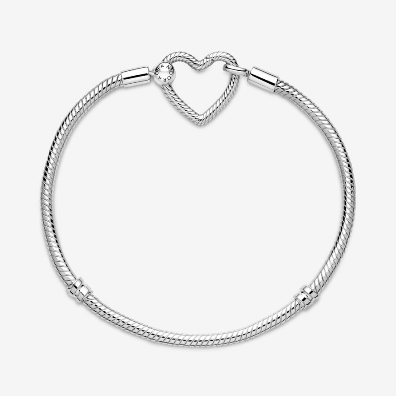 Pandora Moments Heart Closure Snake Charm Holders Sterling Silver | 3140-SFOTV