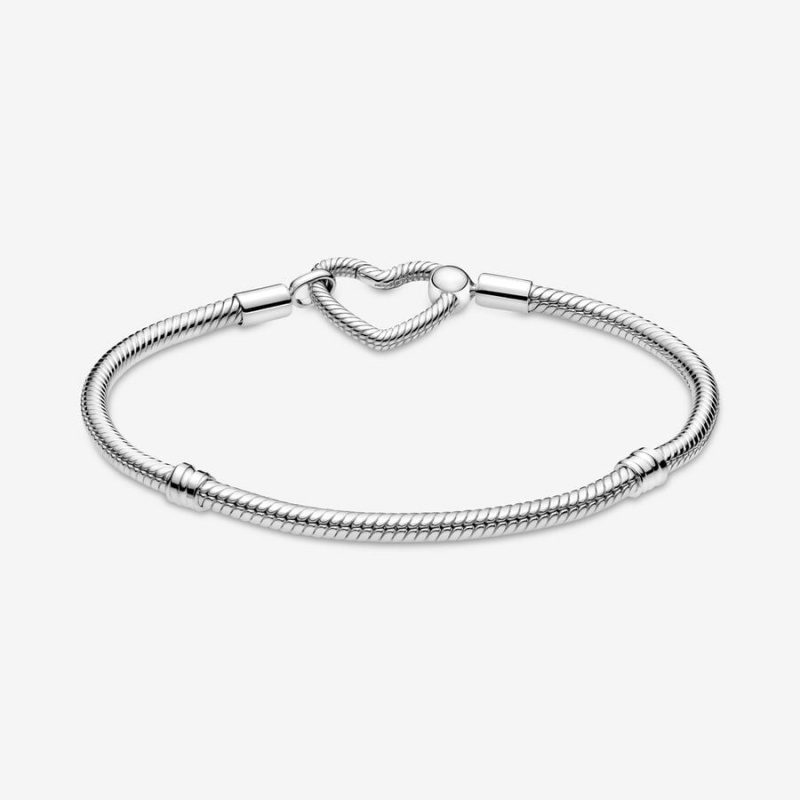 Pandora Moments Heart Closure Snake Charm Bracelets Sterling Silver | 9016-YGPIZ