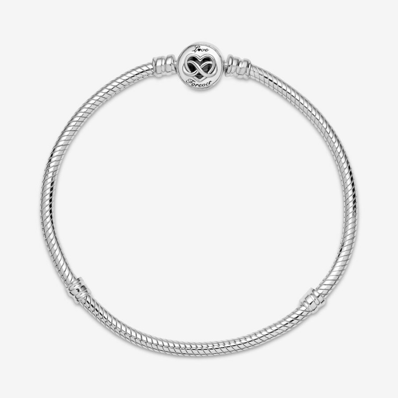 Pandora Moments Heart Infinity Clasp Snake Charm Holders Sterling Silver | 3852-GRQWX