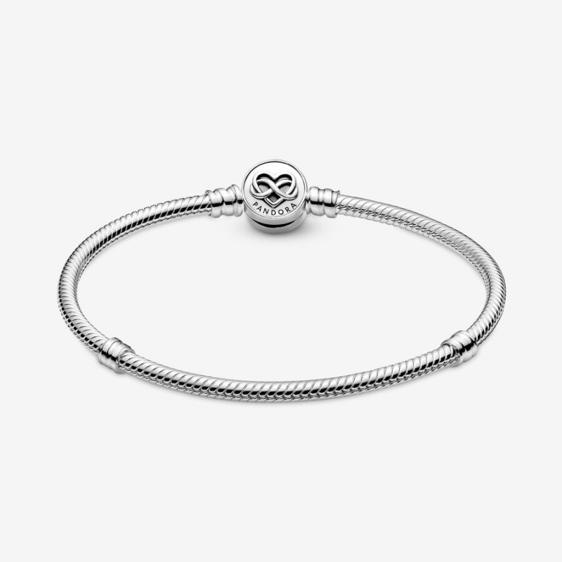 Pandora Moments Heart Infinity Clasp Snake Charm Holders Sterling Silver | 3852-GRQWX