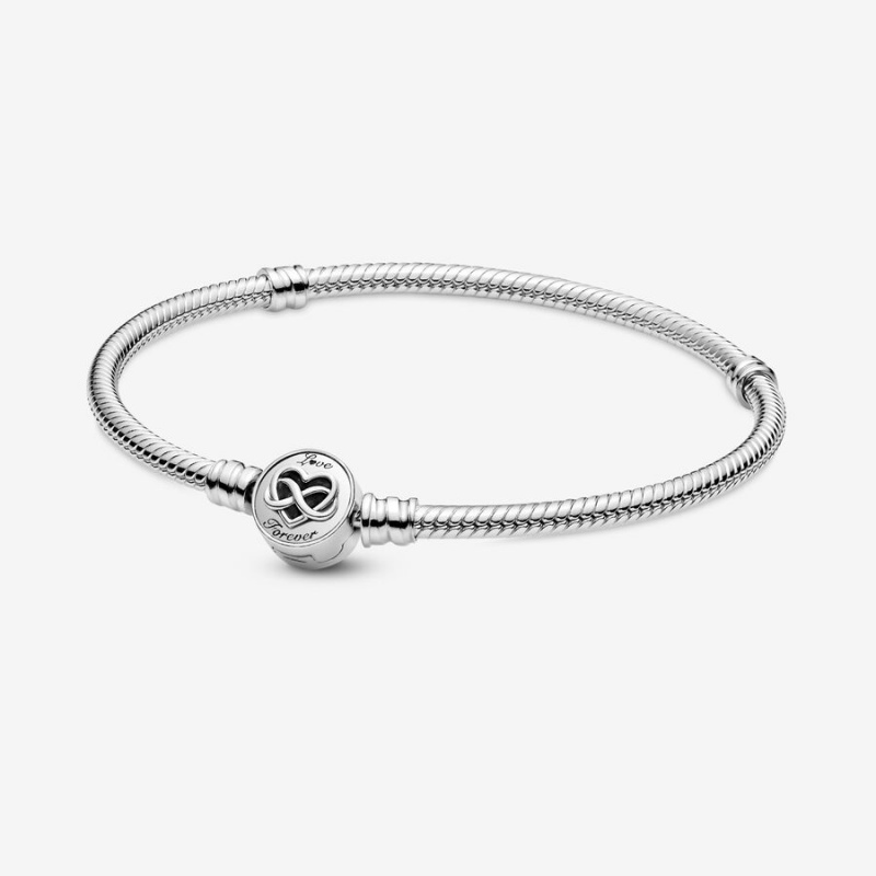 Pandora Moments Heart Infinity Clasp Snake Charm Holders Sterling Silver | 3852-GRQWX