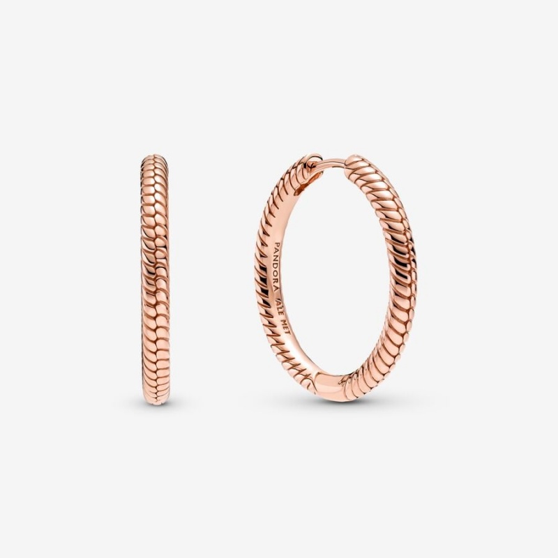 Pandora Moments Hoop Earrings Rose Gold Plated | 8973-HIDRK