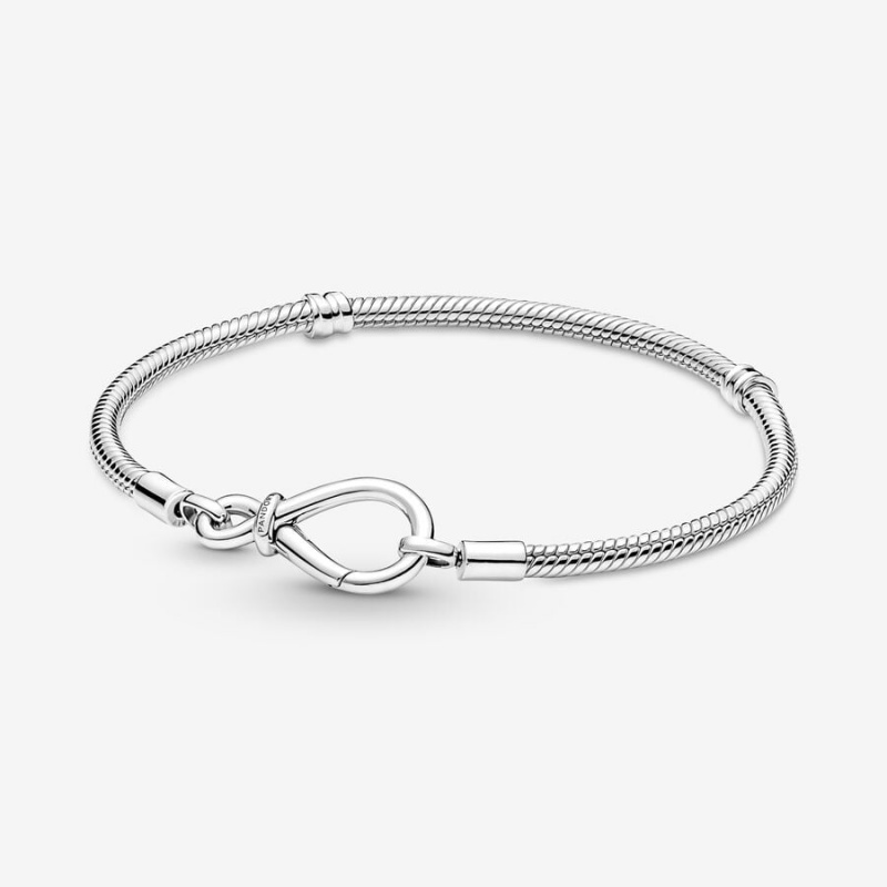 Pandora Moments Infinity Knot Snake Charm Bracelets Sterling Silver | 4178-RMOCJ