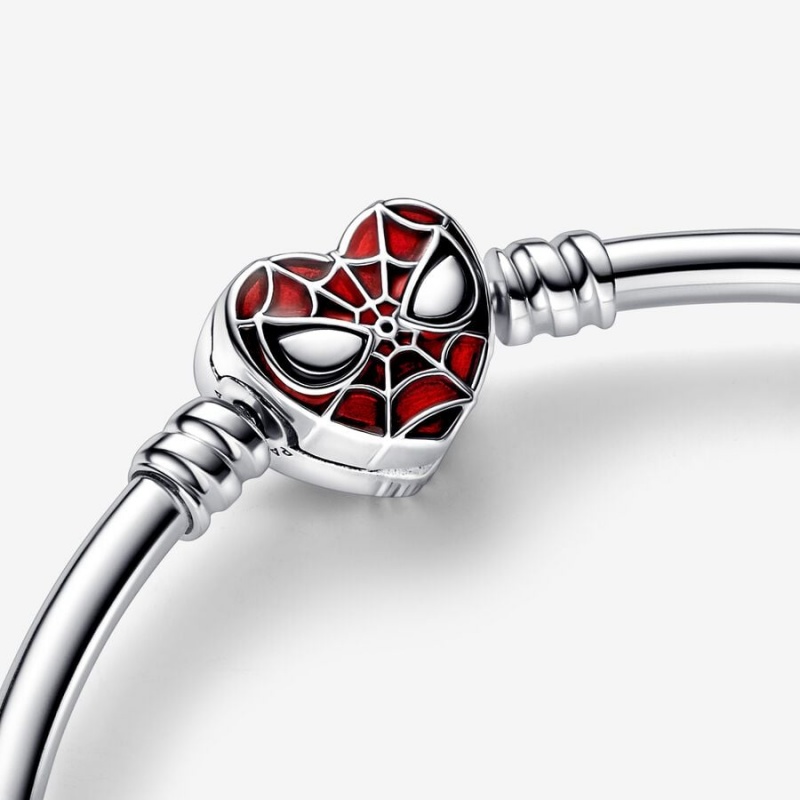 Pandora Moments Marvel Spider-Man Mask Clasp Bangle Charm Bracelets Sterling Silver | 8305-OXJAY