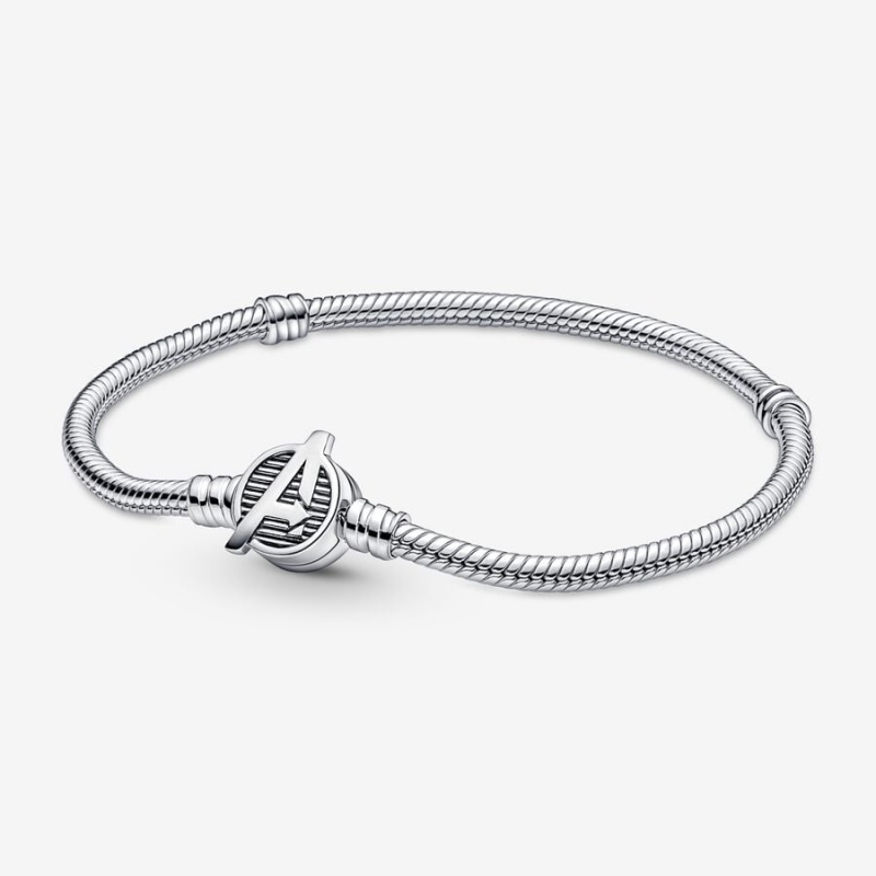 Pandora Moments Marvel The Avengers Logo Clasp Snake Charm Bracelets Sterling Silver | 7184-OGSXU