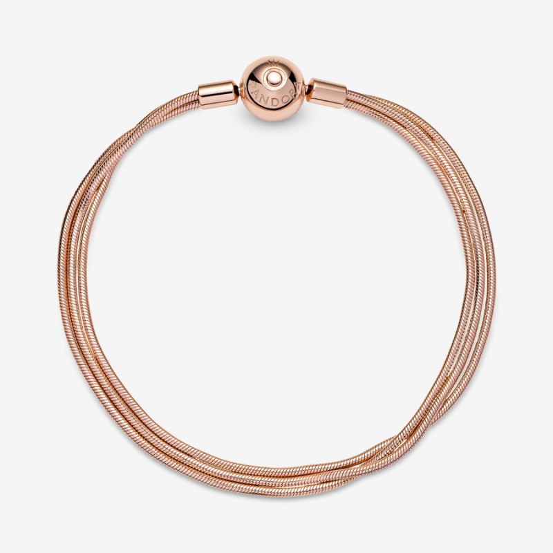 Pandora Moments Multi Snake Chain Bracelets Rose Gold Plated | 6942-YODLM