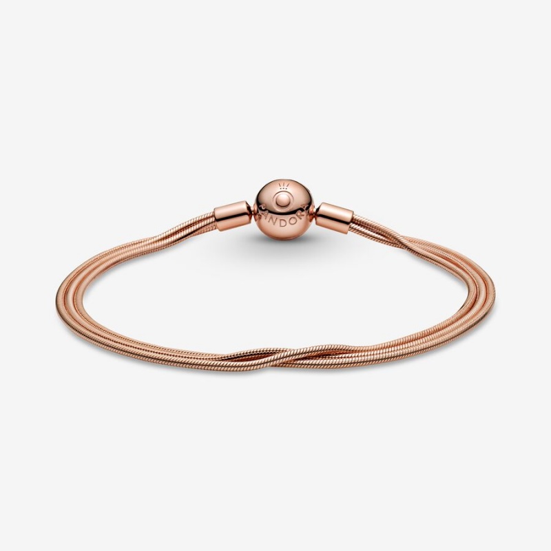 Pandora Moments Multi Snake Chain Bracelets Rose Gold Plated | 6942-YODLM