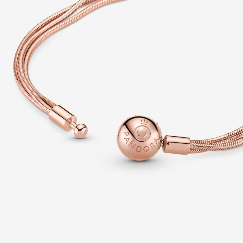 Pandora Moments Multi Snake Chain Bracelets Rose Gold Plated | 6942-YODLM