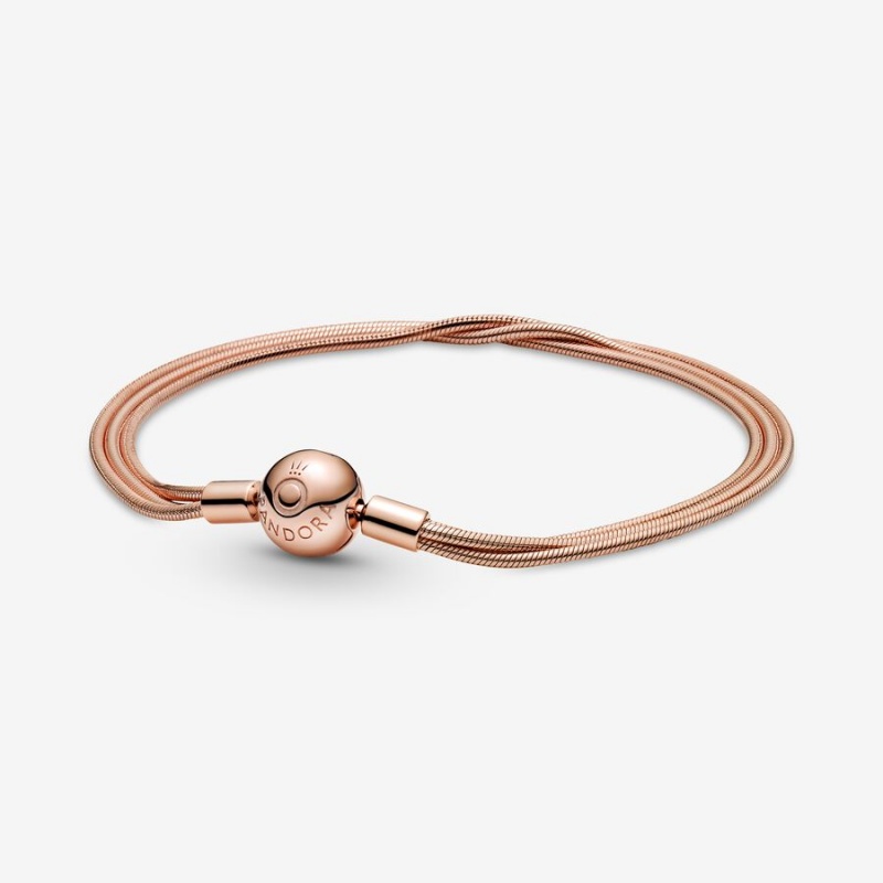 Pandora Moments Multi Snake Chain Bracelets Rose Gold Plated | 6942-YODLM