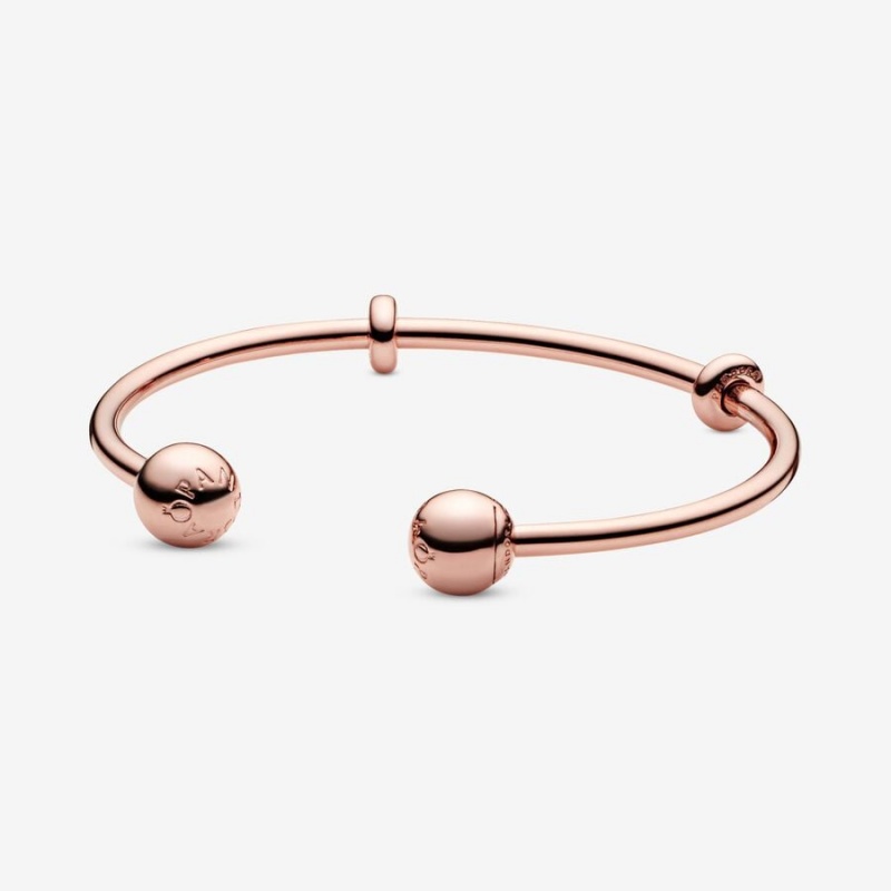 Pandora Moments Open Bangle Bangles Rose Gold Plated | 0521-WJVPQ