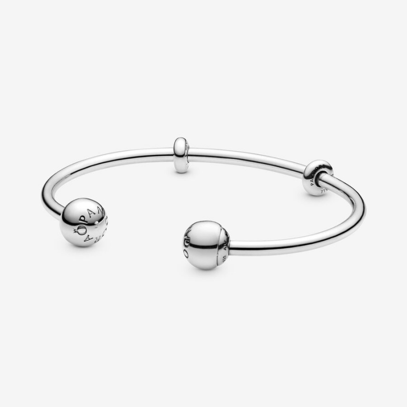 Pandora Moments Open Bangle Charm Holders Sterling Silver | 8639-CXZSW