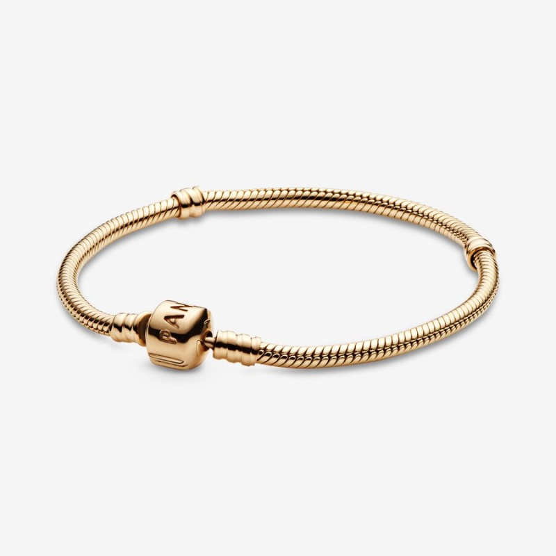 Pandora Moments Snake Chain Bracelets Gold | 7910-HUPCW