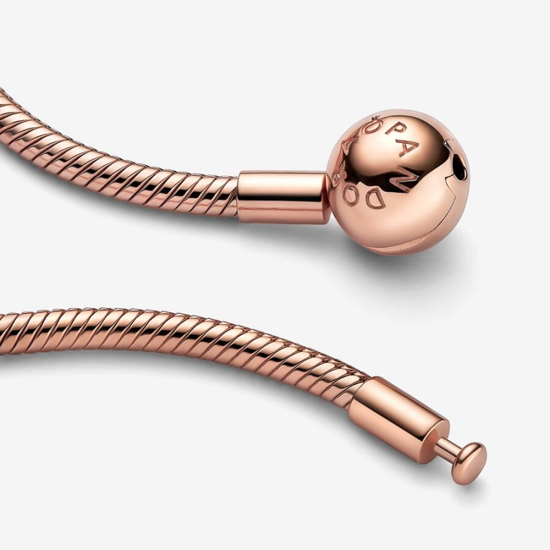 Pandora Moments Snake Chain Necklaces Rose Gold Plated | 8340-PIJCA