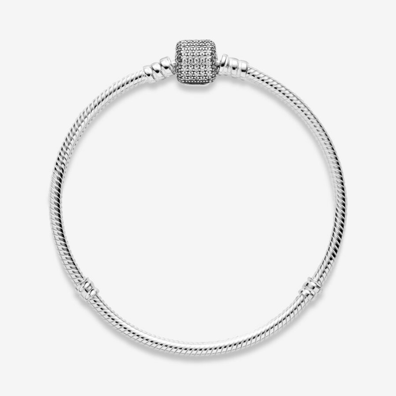 Pandora Moments Sparkling Pavé Clasp Snake Charm Holders Sterling Silver | 3860-PDNZR