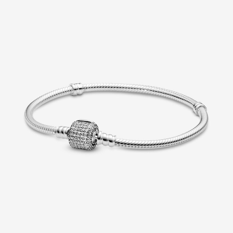 Pandora Moments Sparkling Pavé Clasp Snake Charm Holders Sterling Silver | 3860-PDNZR