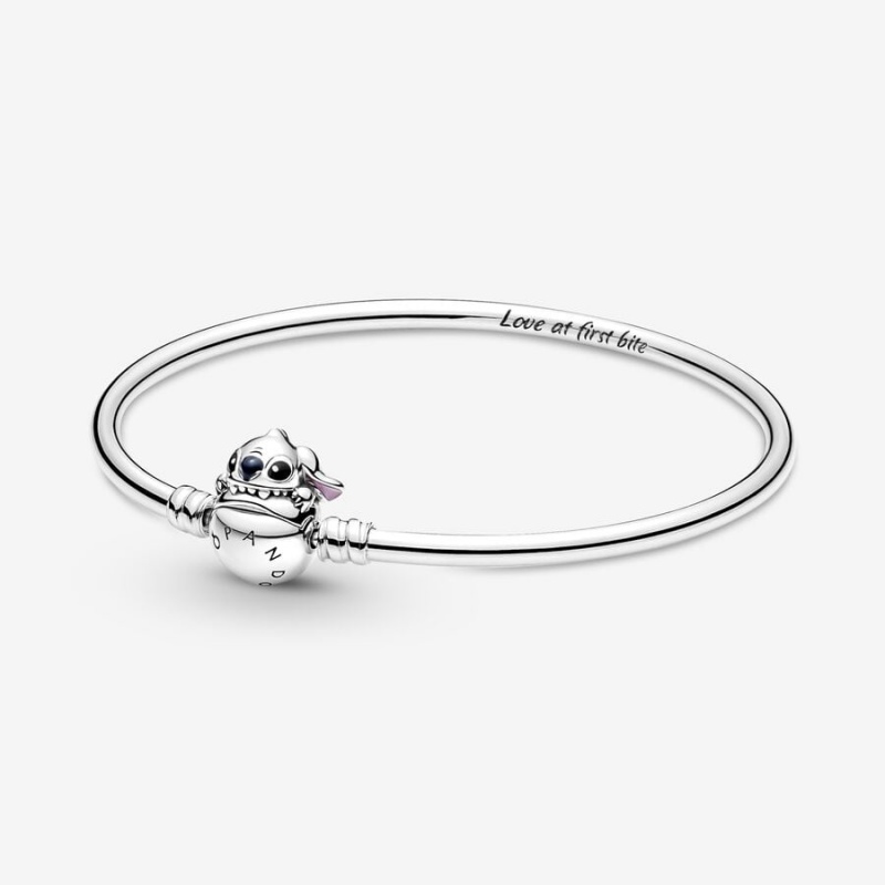 Pandora Moments Stitch Biting Clasp Bangle Charm Bracelets Sterling Silver | 6815-SJDUV