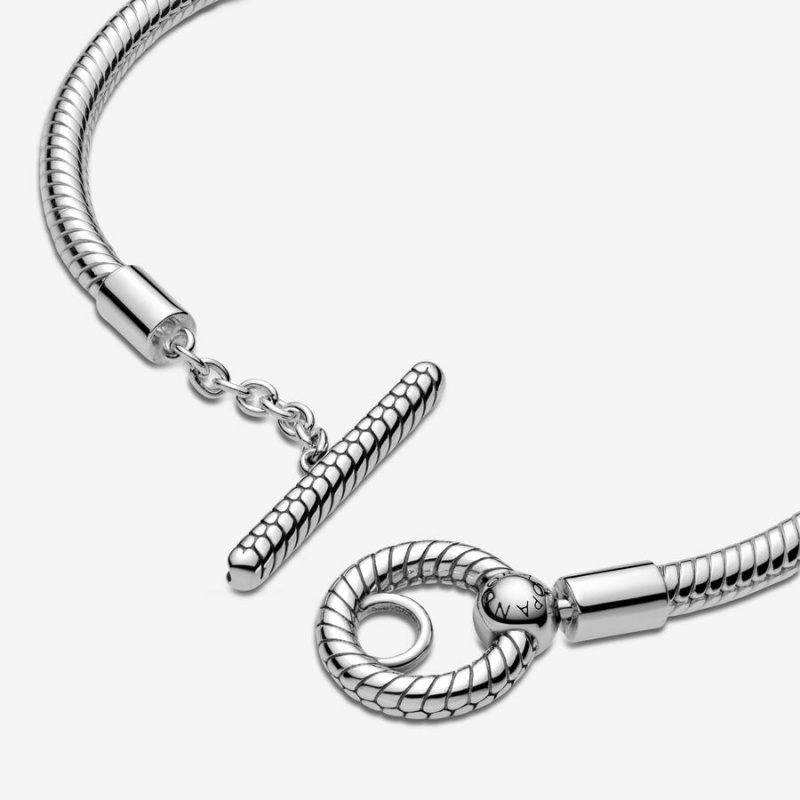 Pandora Moments T-Bar Snake Charm Bracelets Sterling Silver | 8947-FJMEI