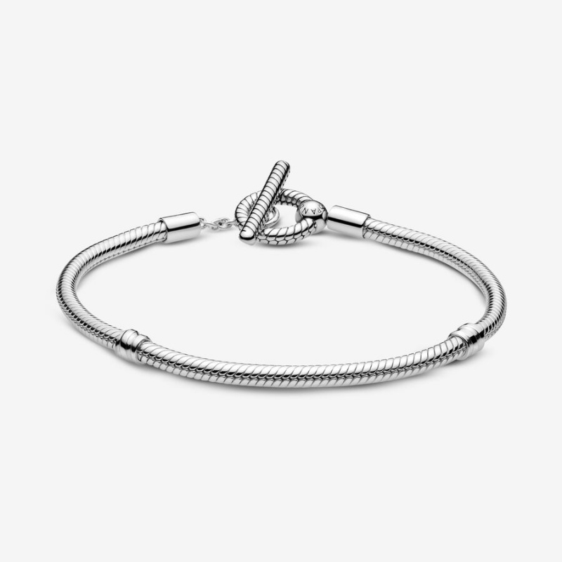 Pandora Moments T-Bar Snake Charm Bracelets Sterling Silver | 8947-FJMEI