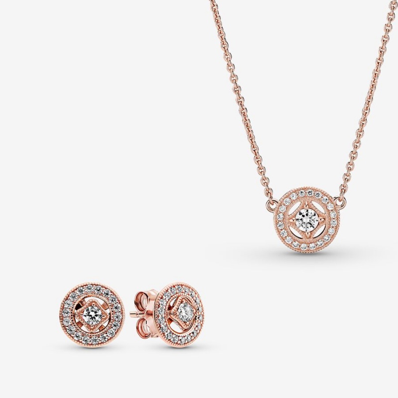 Pandora Necklace & Earring Sets Rose Gold Plated | 6105-LDINO