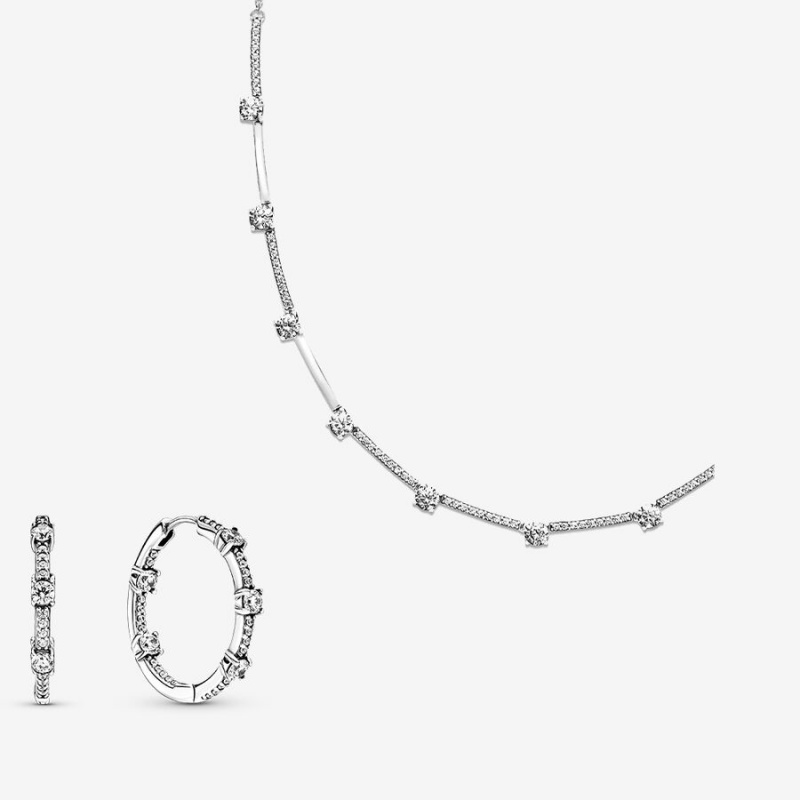 Pandora Necklace & Earring Sets Sterling Silver | 7831-XTKYF