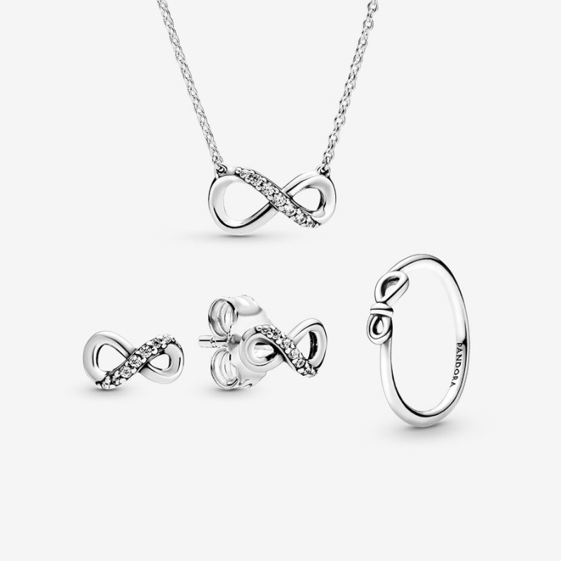 Pandora Necklace & Earring Sets Sterling Silver | 9752-IBMJS