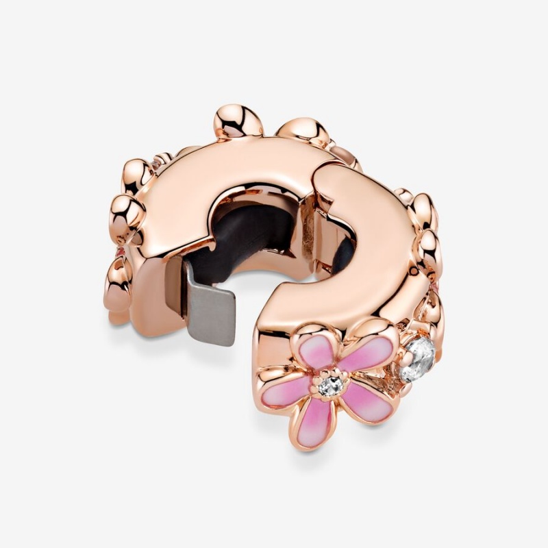 Pandora Pink Daisy Spacer Clip Clips Rose Gold Plated | 3641-ODKSJ